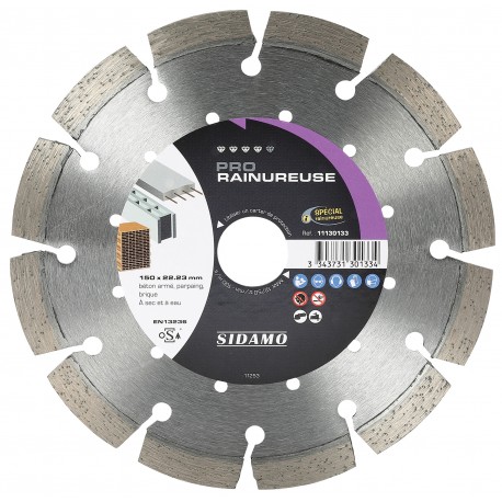 DISQUE DIAMANT PRO RAINUREUSE D. 150 x 22,23 x H 10