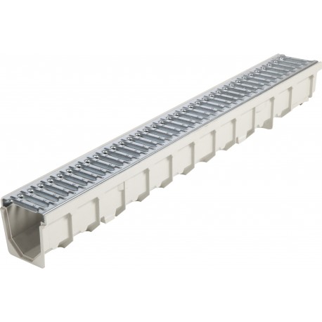 CANIVEAU MEAFLUID100 GRIS + GRILLE PASSERELLE ACIER GALVA A15 1M